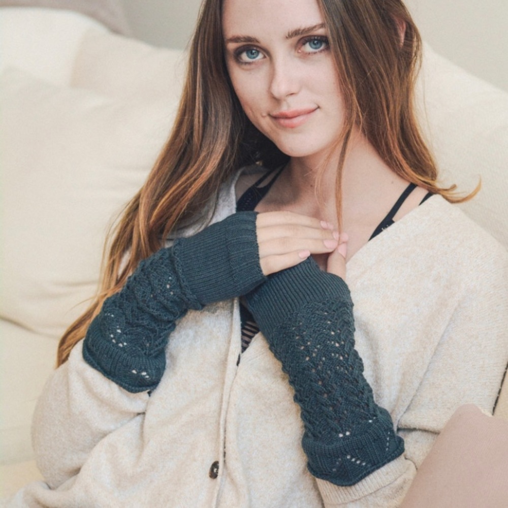 Last Pair-Knitted Arm Warmers Jean Blue